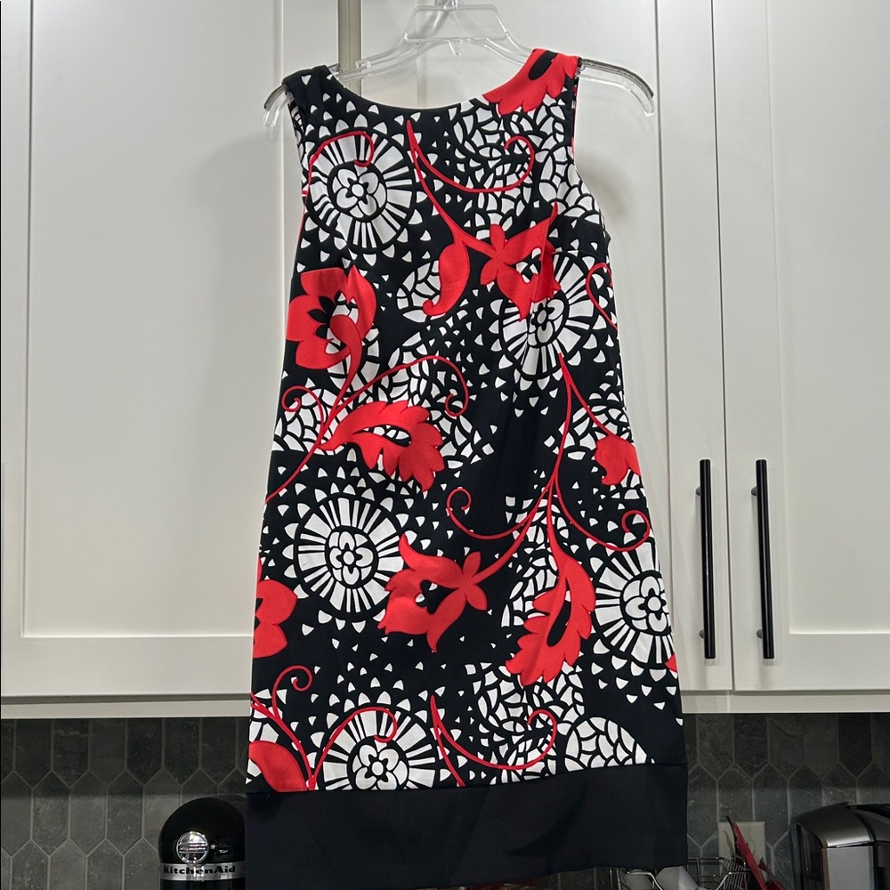 AGB Floral Black and Red Sleeveless Dress